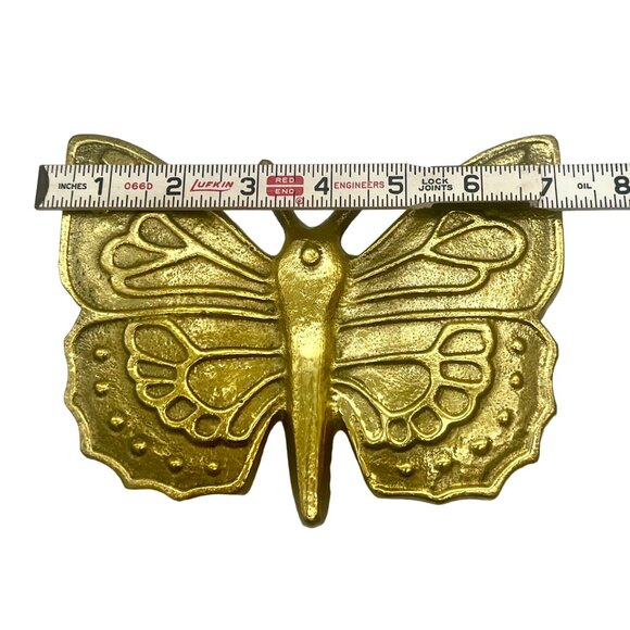 Gold Tone Metal Large Butterfly Figurine Home Decor Brass Tone 7"Wx5.5"Dx2.25"H - Picture 4 of 8